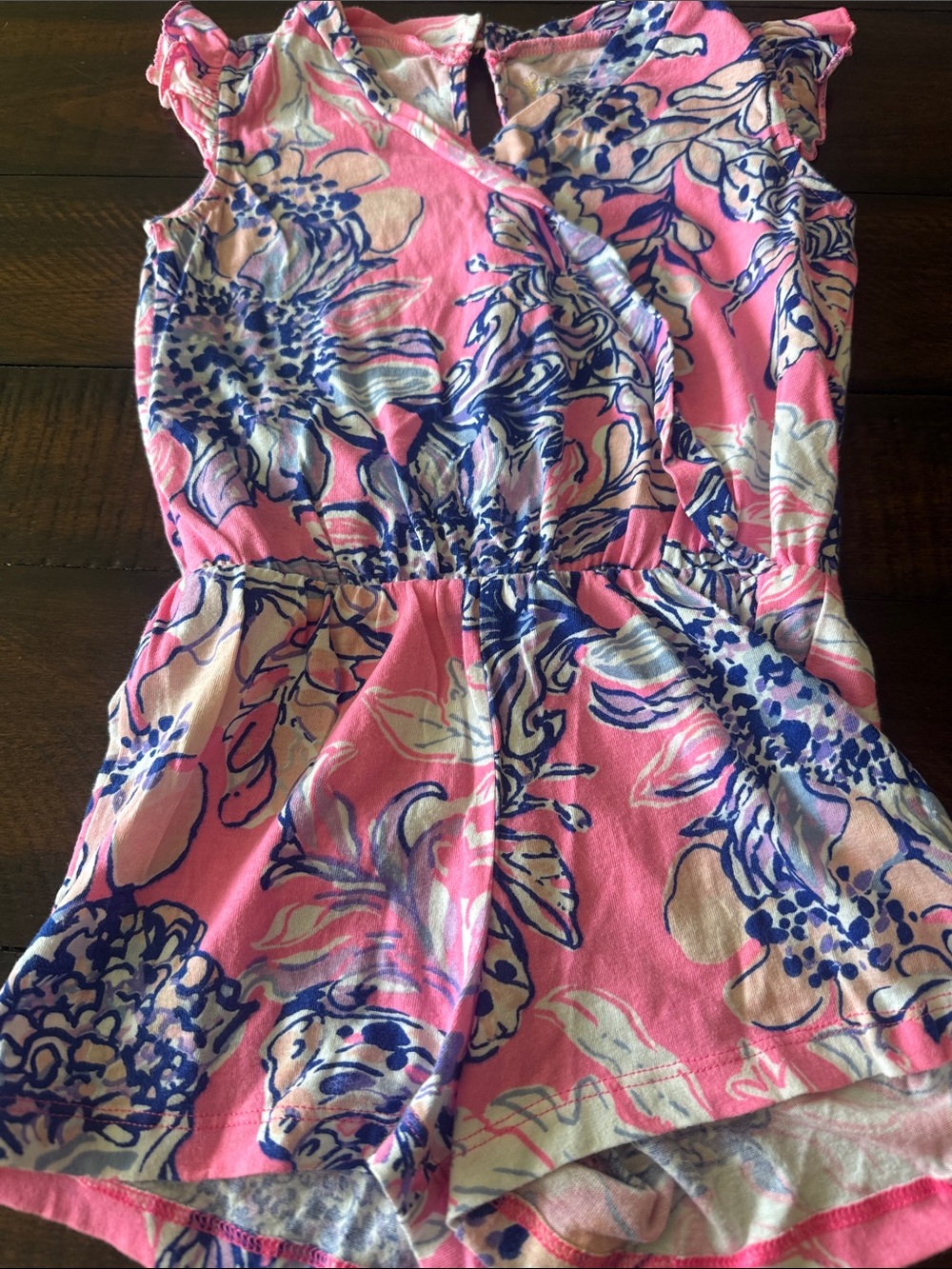 Lilly Pulitzer Girls Little Romee Romper XS 2T 3T Sun Drenched Pink Tropics